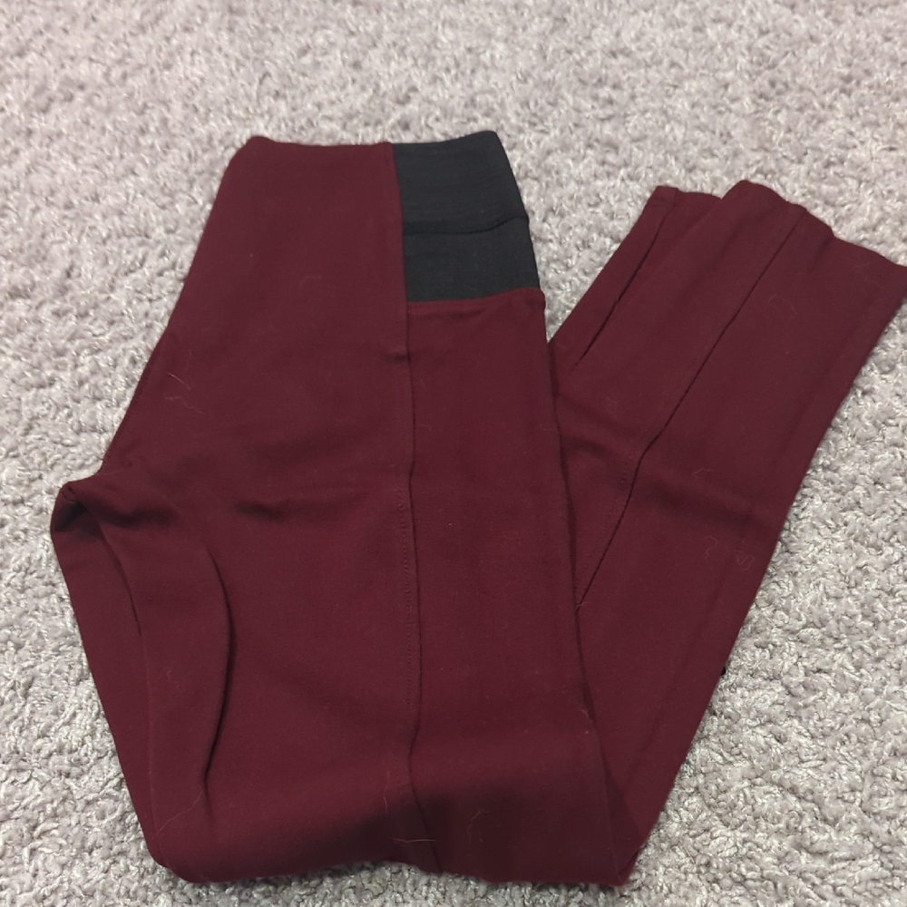 Love Tree Burgundy and Black Leggings